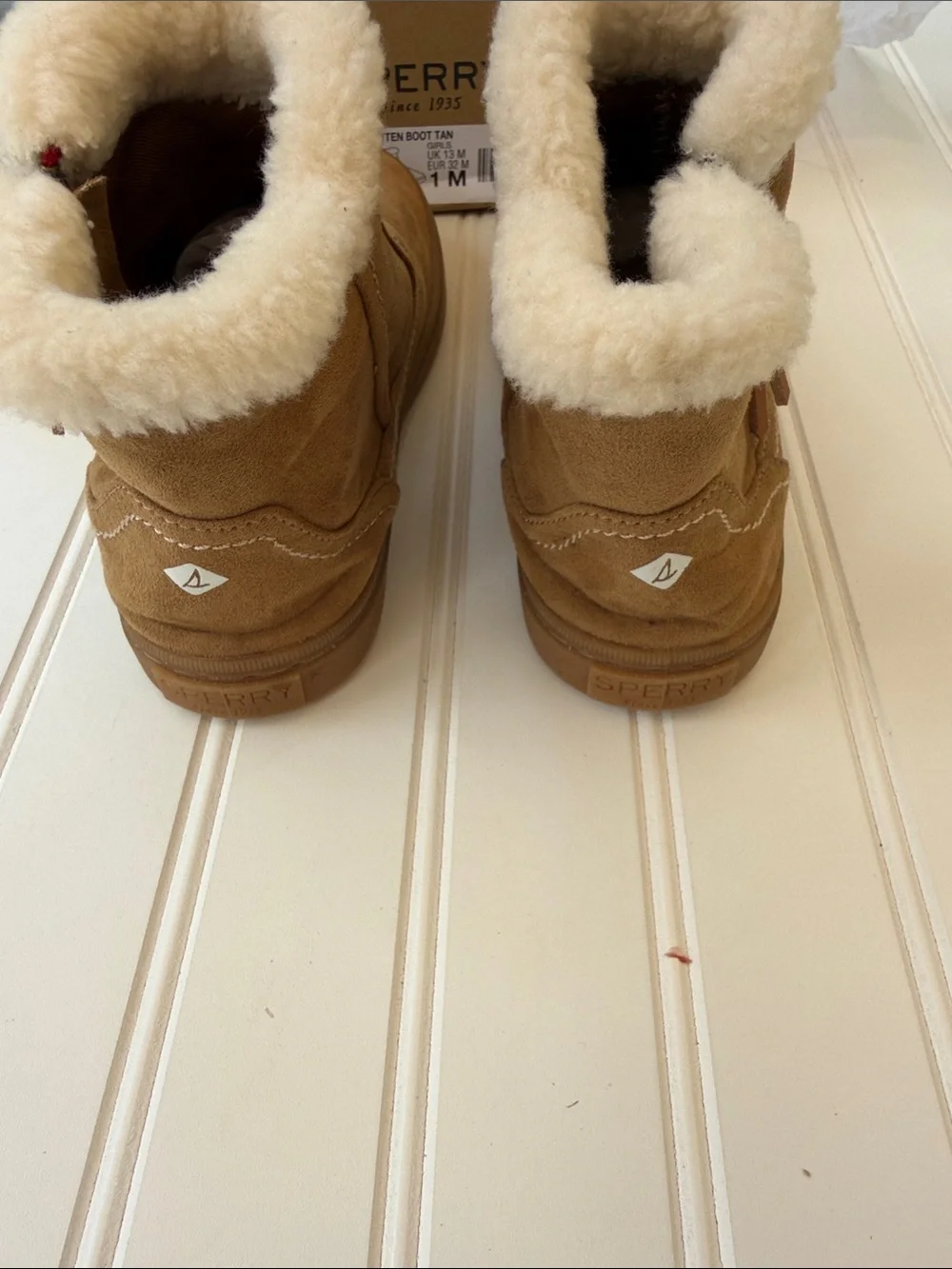 Sperry Kids Chestnut Suede Shearling-Lined Zip Boots